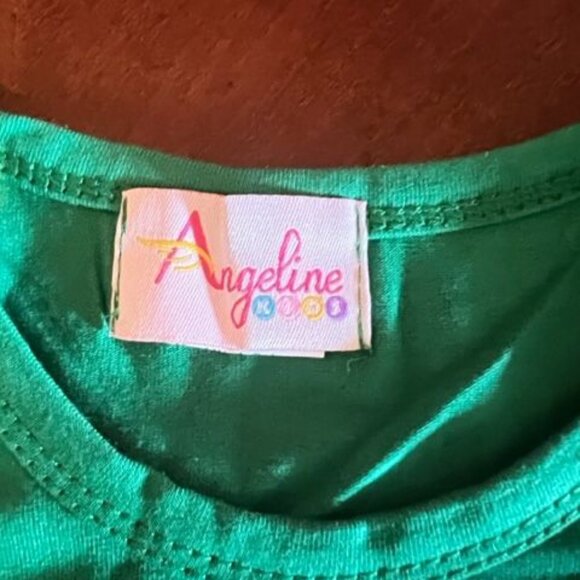 Christmas Toddler Girls Outfit Set Green Ruffle Dress & Printed Pants Kids - Picture 6 of 9